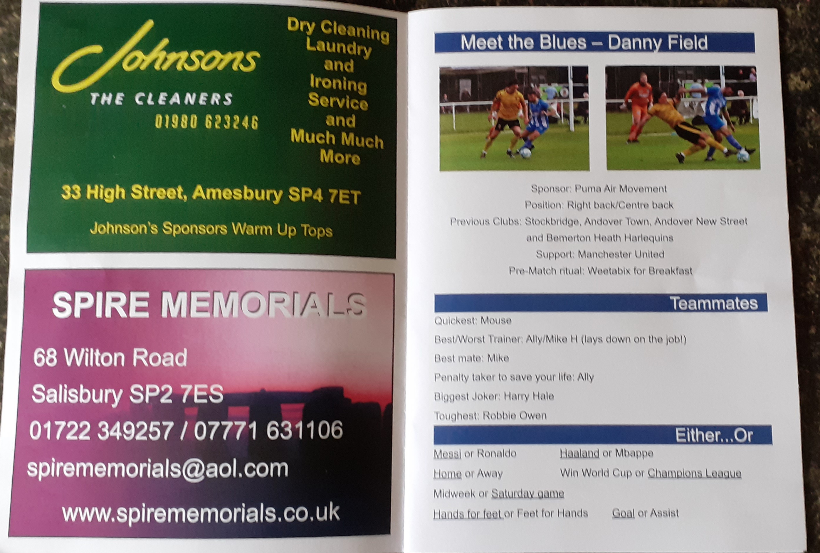 Match day programme sponsor